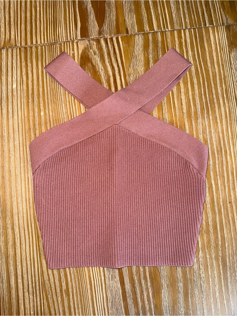 Never Worn Aritzia Cross-Back Ribbed Crop Top - Mauve Pink